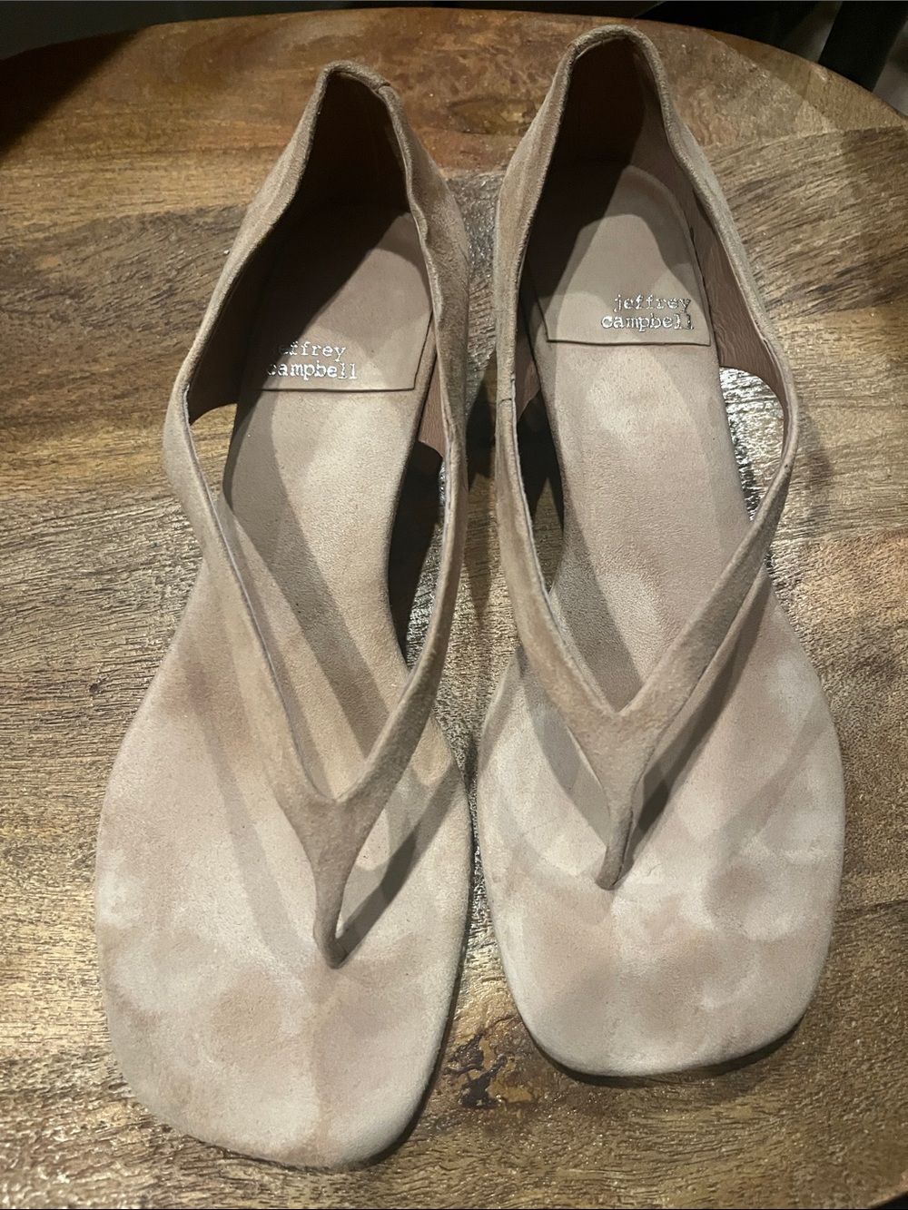 Jeffrey Campbell Taupe Suede D'Orsay Thong Sandals